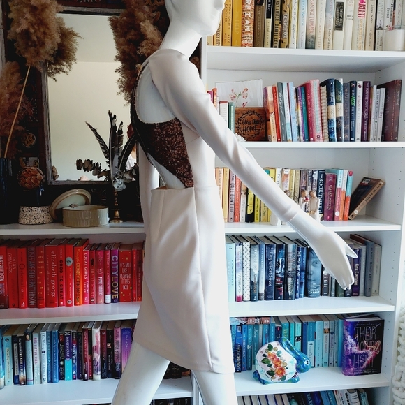 RACHEL Rachel Roy Long Sleeve Cut Out Back Sequined Dress P415 - Picture 5 of 12